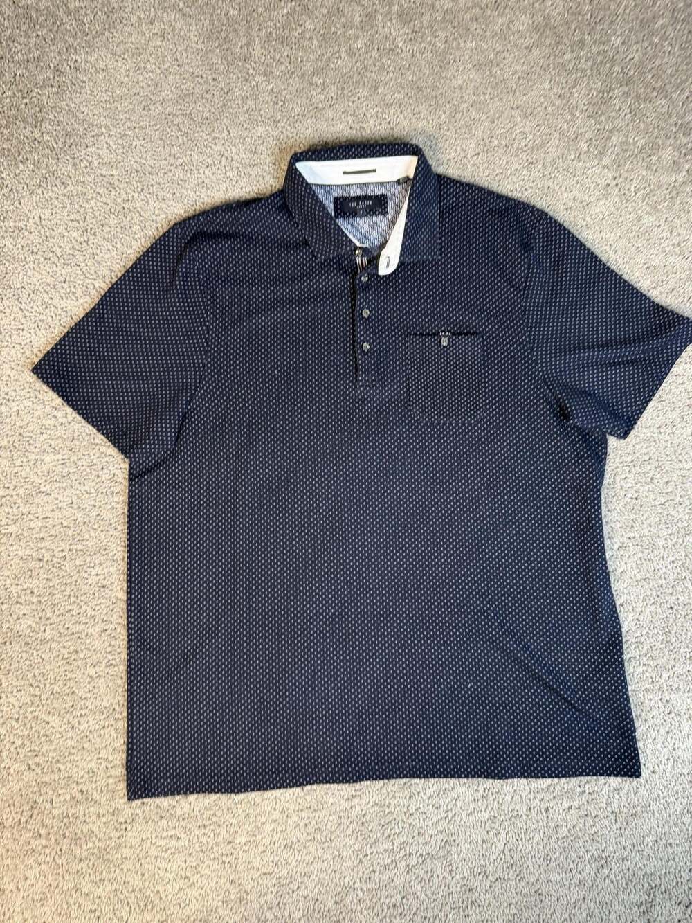Ted Baker Polo Shirt Mens 3XL Blue Short Sleeve Polyester Viscose Collared